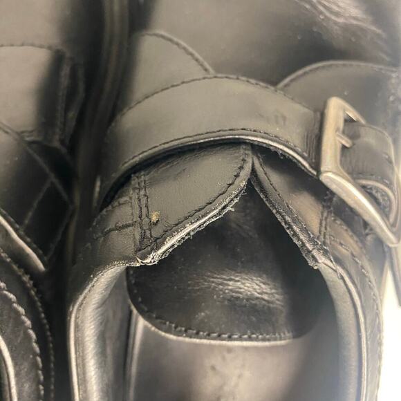 Men's Clarks Made In Italy Leather Black Dress Shoes Buckle Square Toe Size 10.5 - Picture 11 of 16